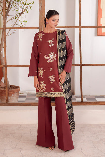 Embroidered - 3 Pc Lawn Suit (Dyed Jacquard Dupatta)