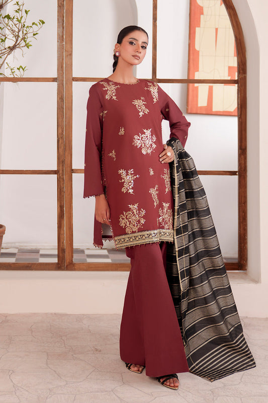 Embroidered - 3 Pc Lawn Suit (Dyed Jacquard Dupatta)