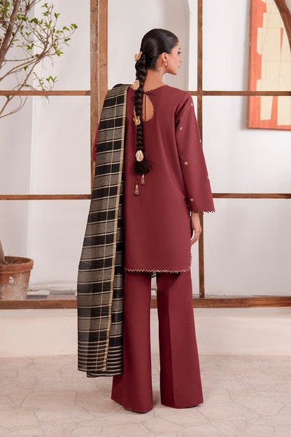 Embroidered - 3 Pc Lawn Suit (Dyed Jacquard Dupatta)