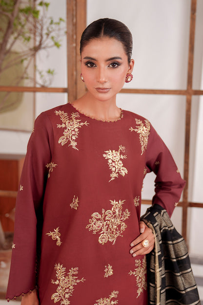 Embroidered - 3 Pc Lawn Suit (Dyed Jacquard Dupatta)
