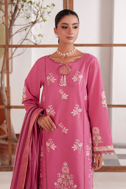 Embroidered - 3 Pc  Lawn Suit (Dyed Jacquard Dupatta)