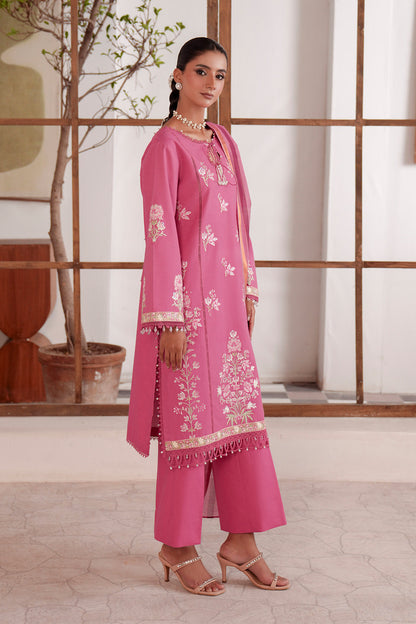 Embroidered - 3 Pc  Lawn Suit (Dyed Jacquard Dupatta)