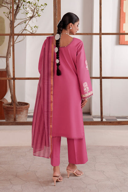 Embroidered - 3 Pc  Lawn Suit (Dyed Jacquard Dupatta)