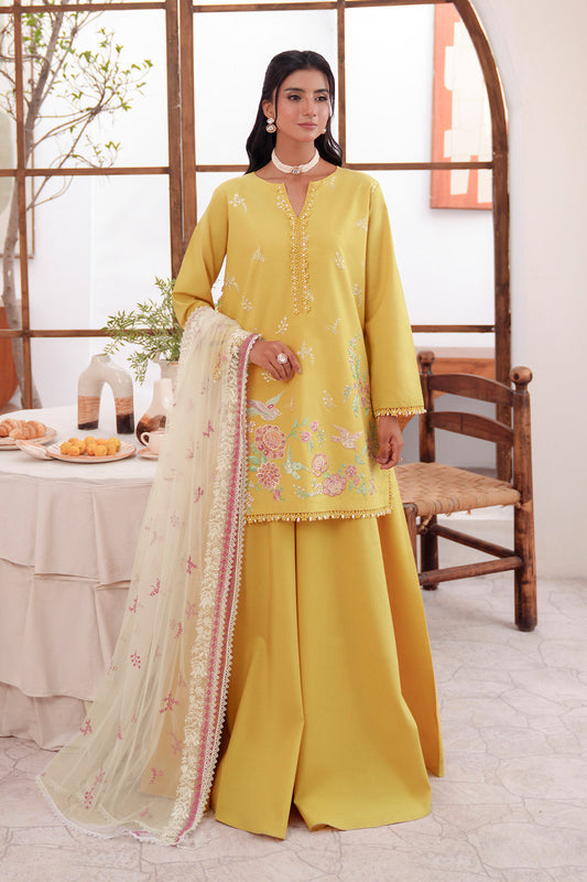 Embroidered - 3 Pc Lawn Suit (Net Dupatta)
