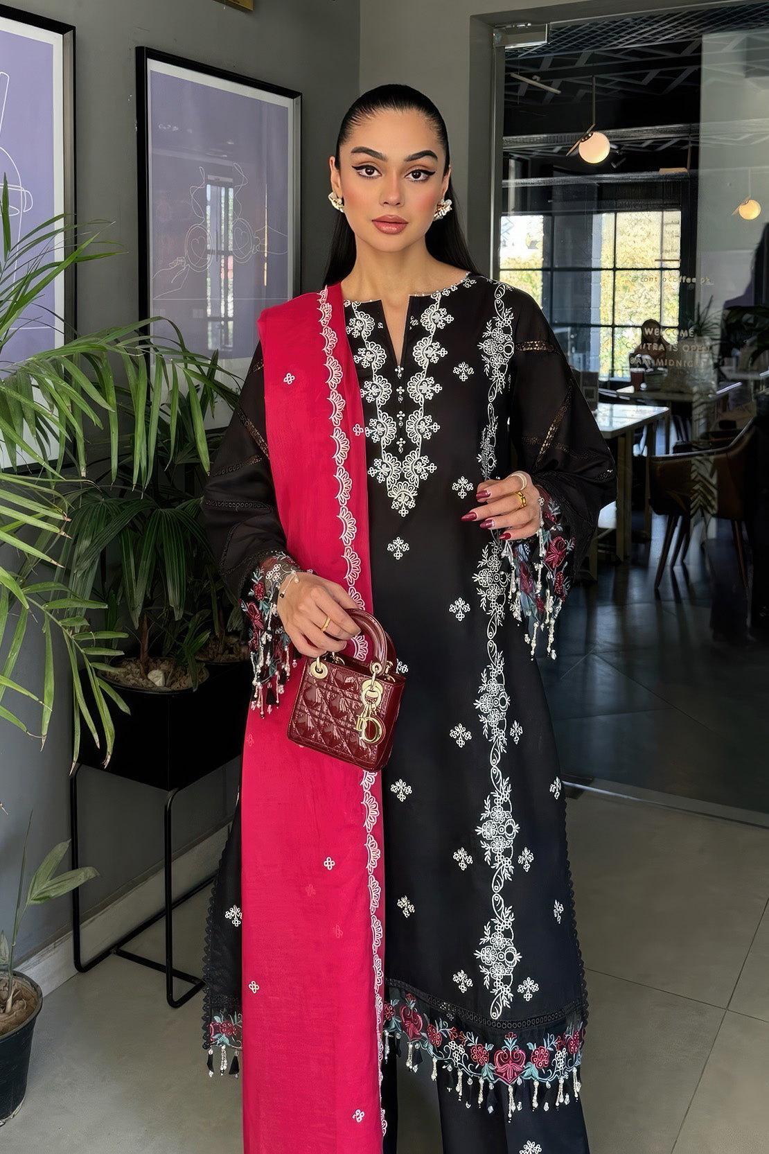 Embroidered - 3 Pc  Lawn Suit (Dyed Embroidered Dupatta)