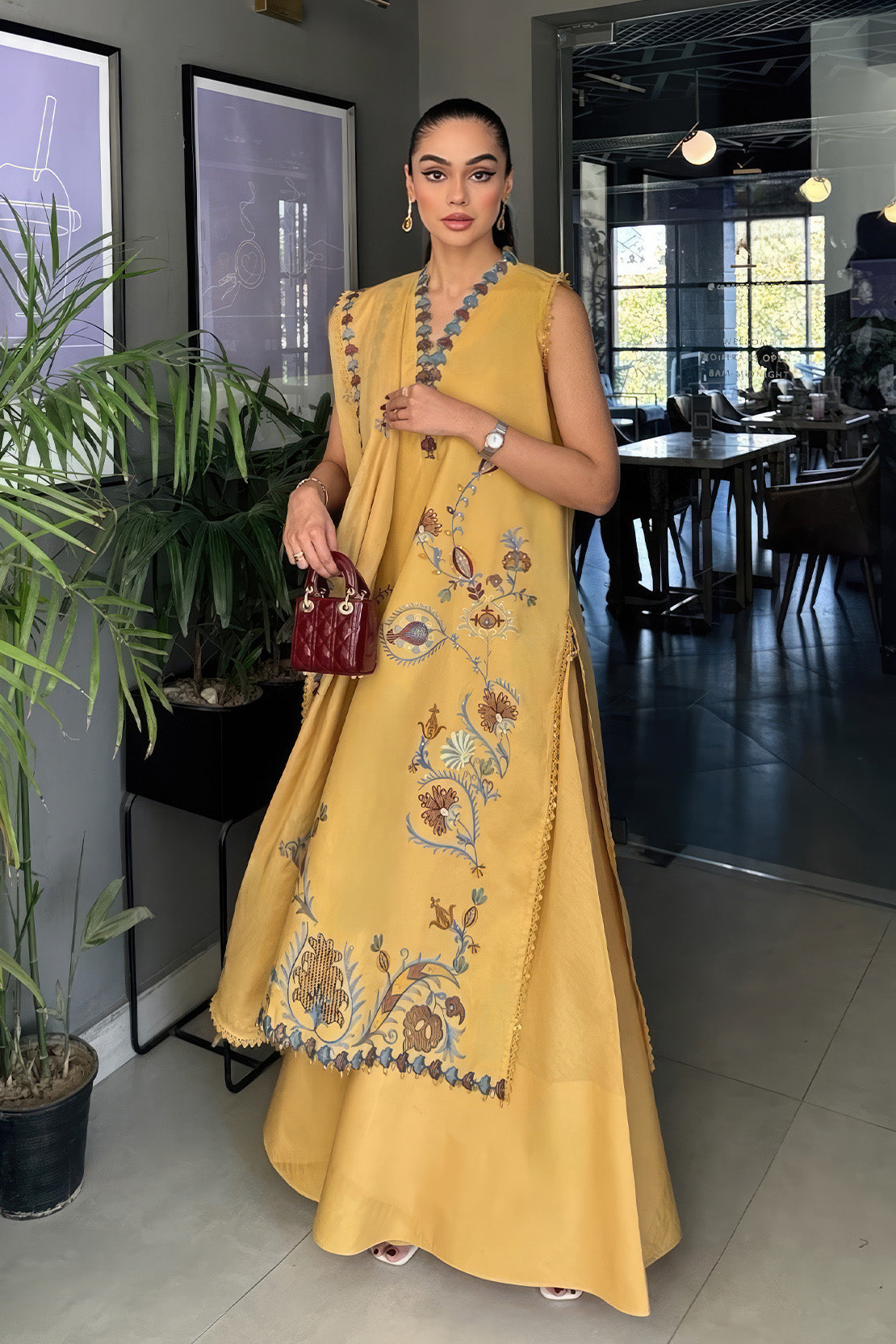 Embroidered - 3 Pc  Lawn Suit (Dyed Embroidered Dupatta)