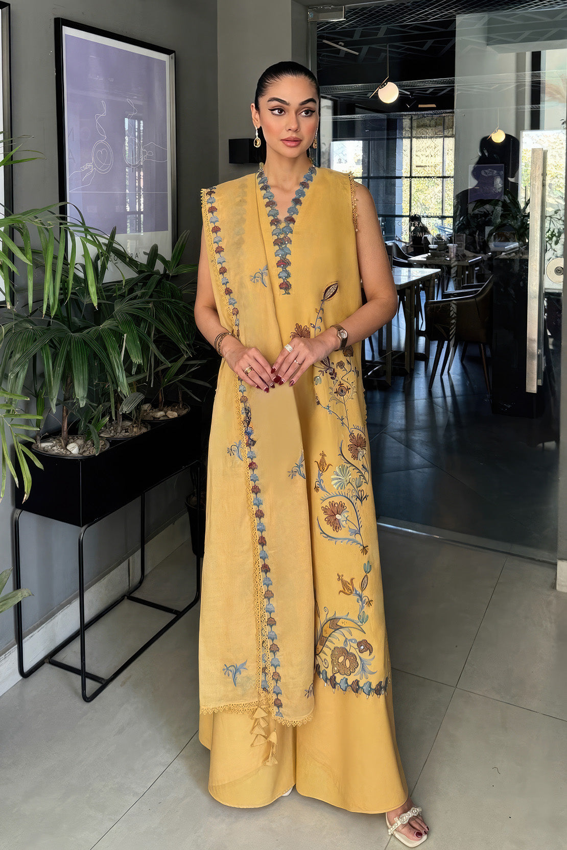 Embroidered - 3 Pc  Lawn Suit (Dyed Embroidered Dupatta)
