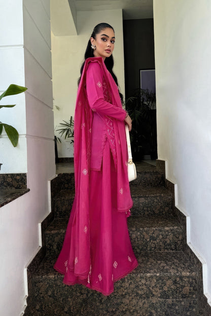 Embroidered - 3 Pc  Lawn Suit (Dyed Embroidered Dupatta)