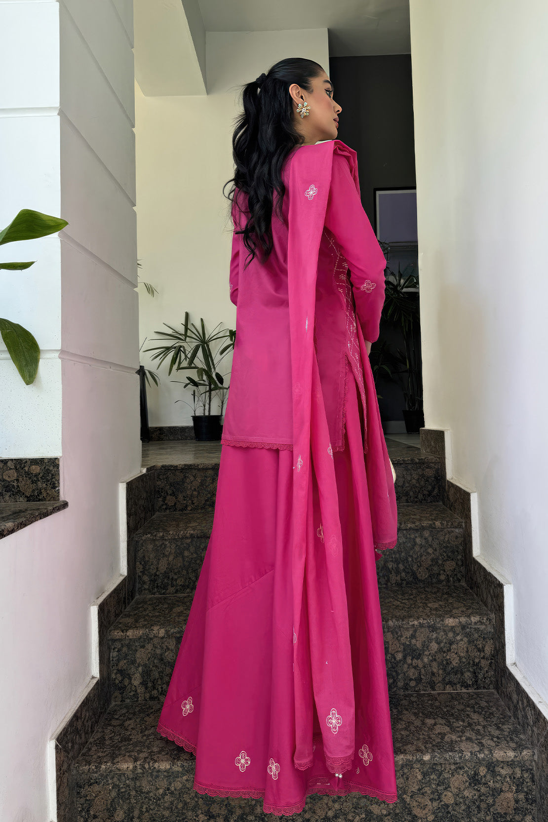 Embroidered - 3 Pc  Lawn Suit (Dyed Embroidered Dupatta)
