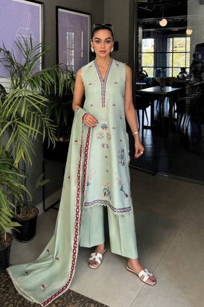 Embroidered - 3 Pc Lawn Suit (Dyed Embroidered Dupatta)