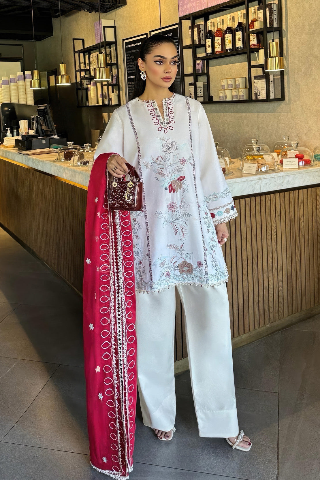 Embroidered - 3 Pc  Lawn Suit (Dyed Embroidered Dupatta)
