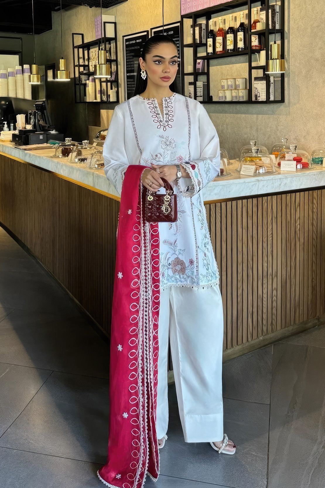 Embroidered - 3 Pc  Lawn Suit (Dyed Embroidered Dupatta)