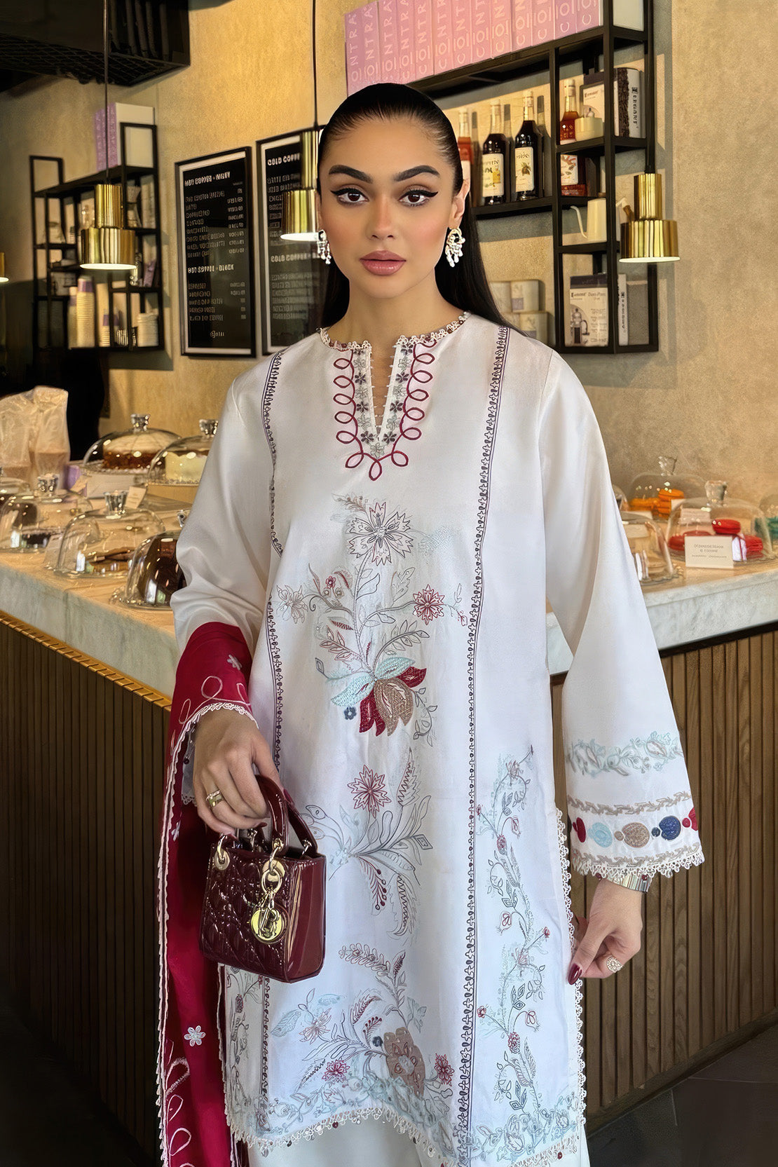 Embroidered - 3 Pc  Lawn Suit (Dyed Embroidered Dupatta)