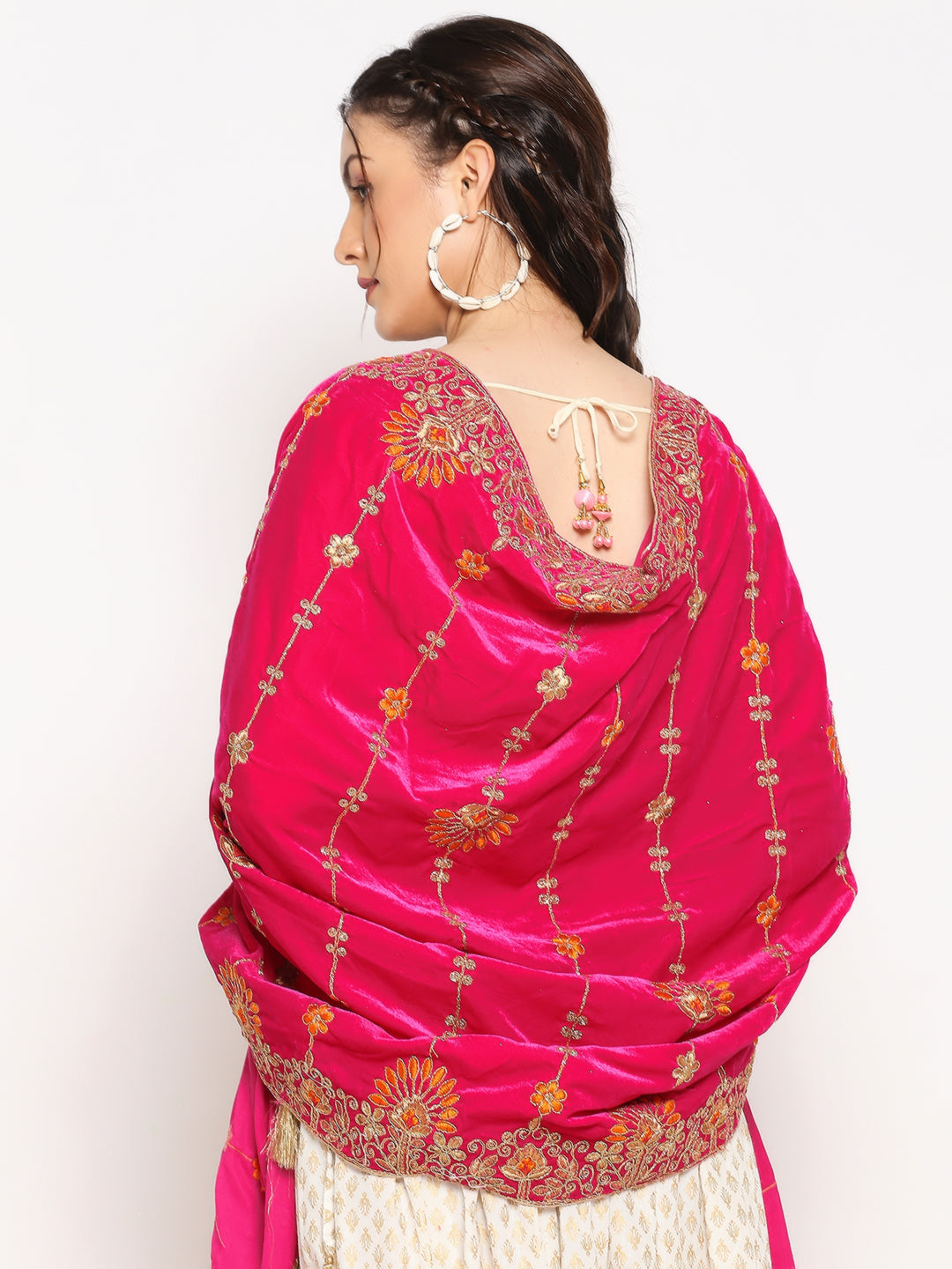 Velvet Dupatta with Floral Embroidery