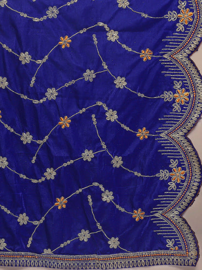 Scalloped Velvet Dupatta with Gold Embroidery