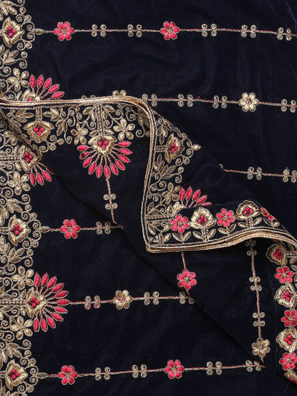 Velvet Dupatta with Floral Embroidery