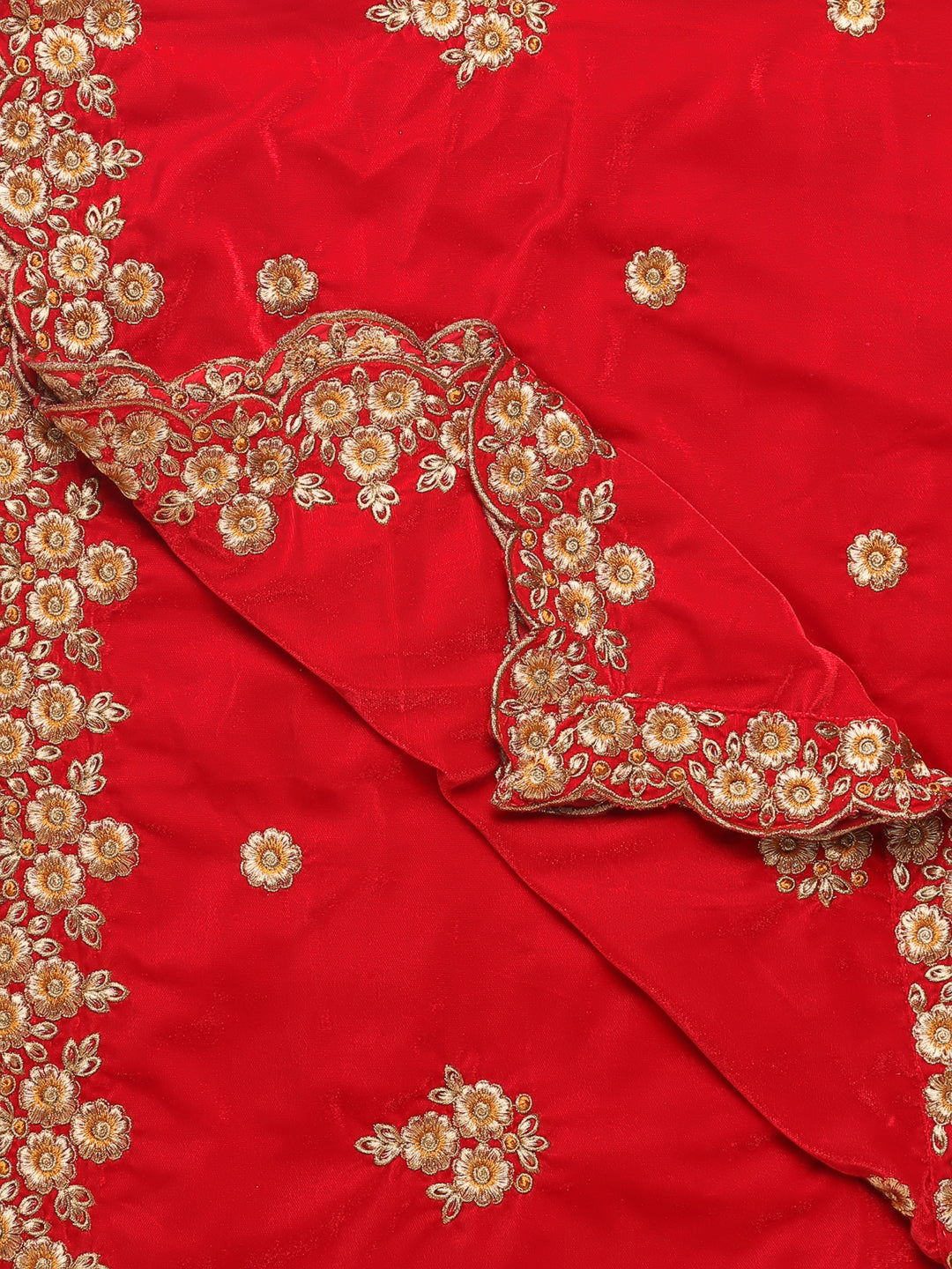 Velvet Dupatta with Gold Embroidery & Cutwork Border