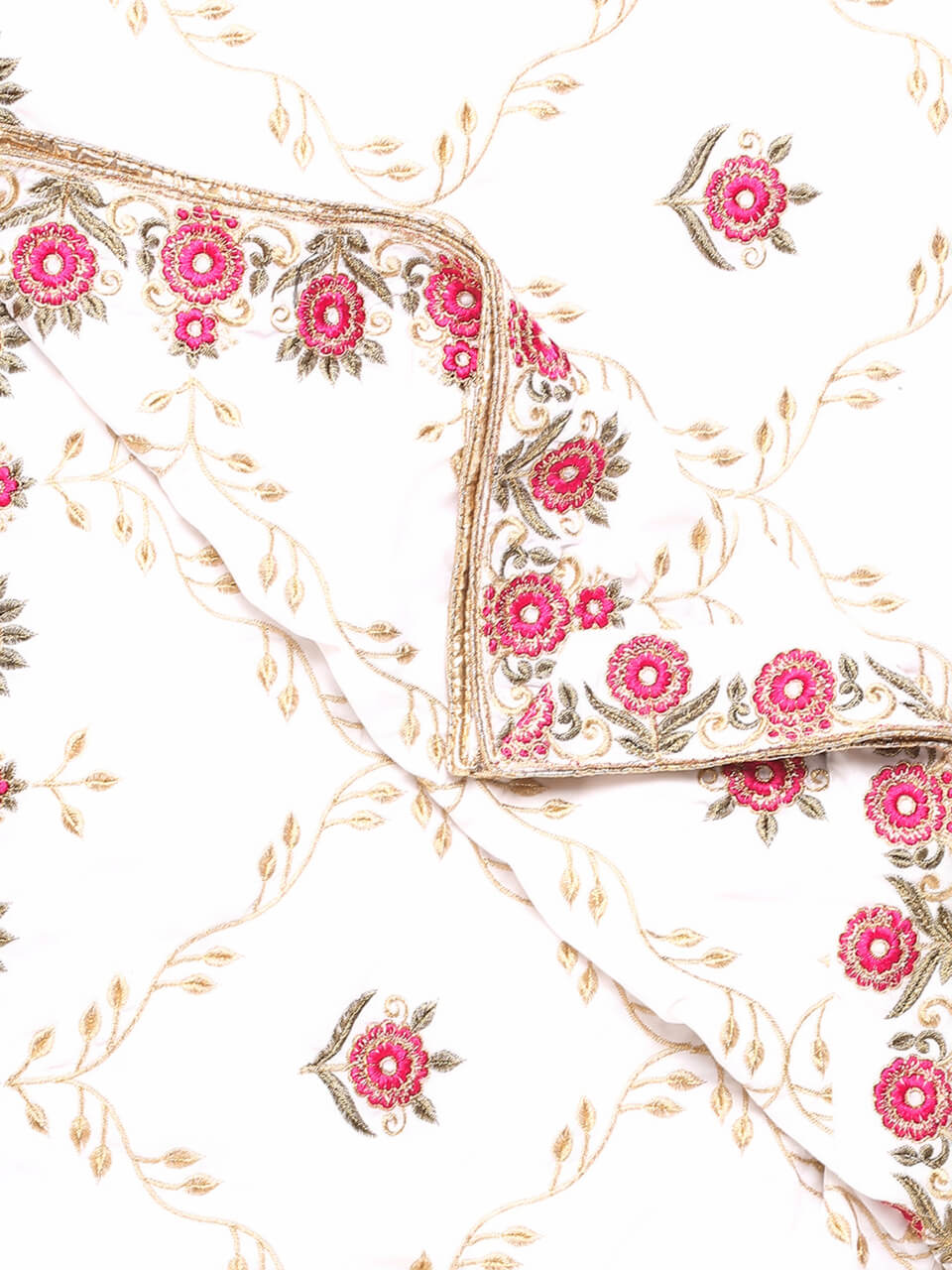 Velvet Dupatta with Pink Jaal Embroidery