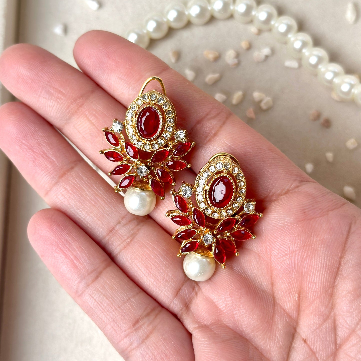 Lana Earrings (Golden maroon)