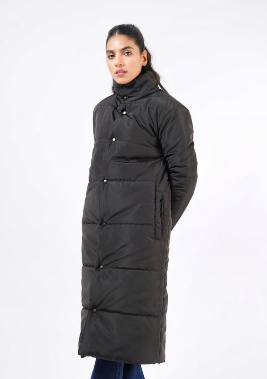 Long Puffer Coat - Black
