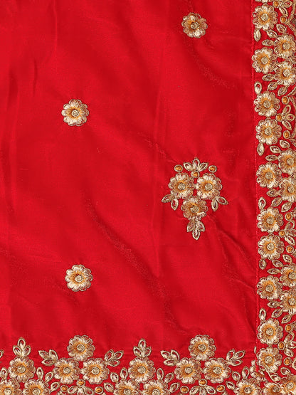 Velvet Dupatta with Gold Embroidery & Cutwork Border