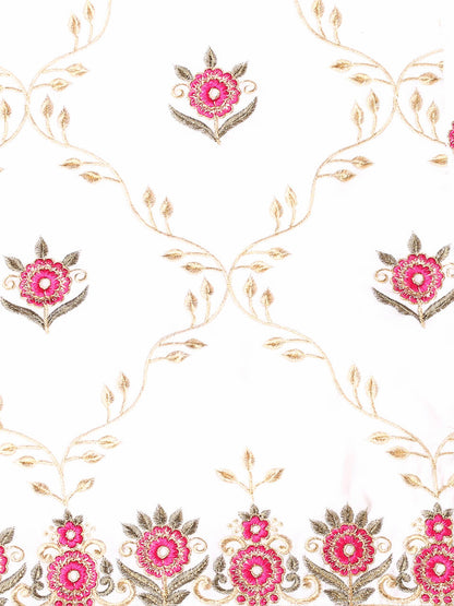 Velvet Dupatta with Pink Jaal Embroidery
