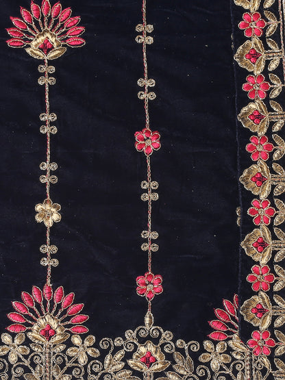 Velvet Dupatta with Floral Embroidery