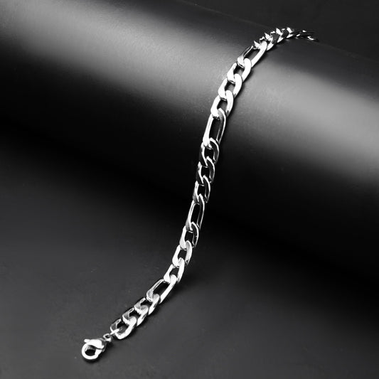 7 mm Silver Flex Figaro Chain Bracelet -316L