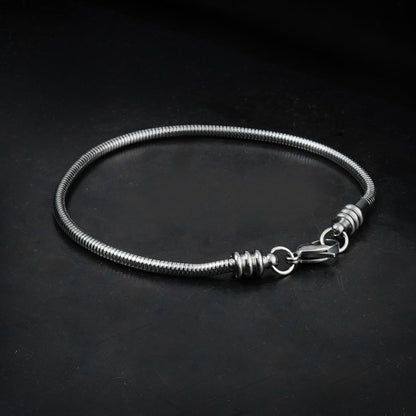 3mm Silver Round Snake Bracelet-316L