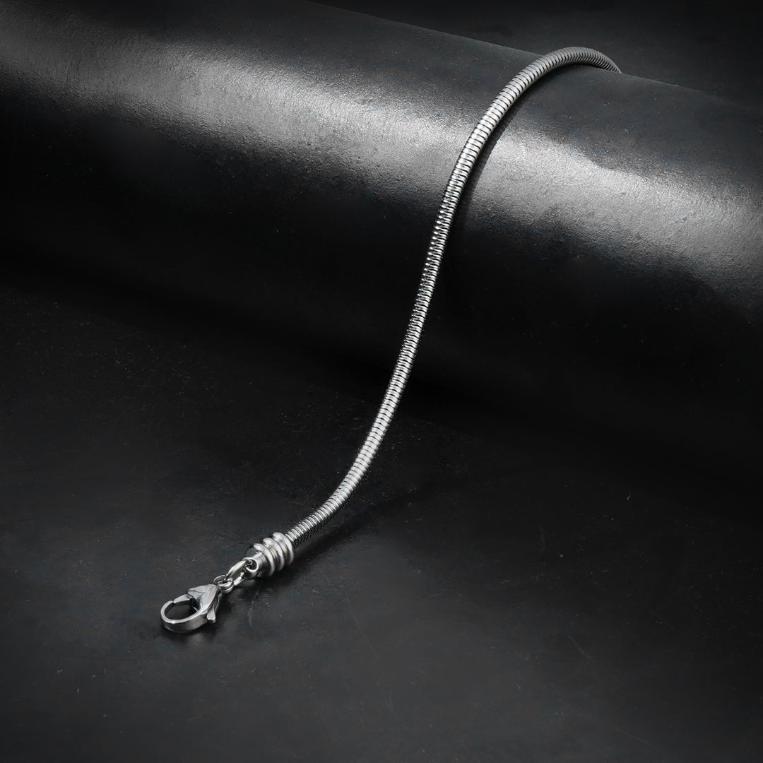 3mm Silver Round Snake Bracelet-316L