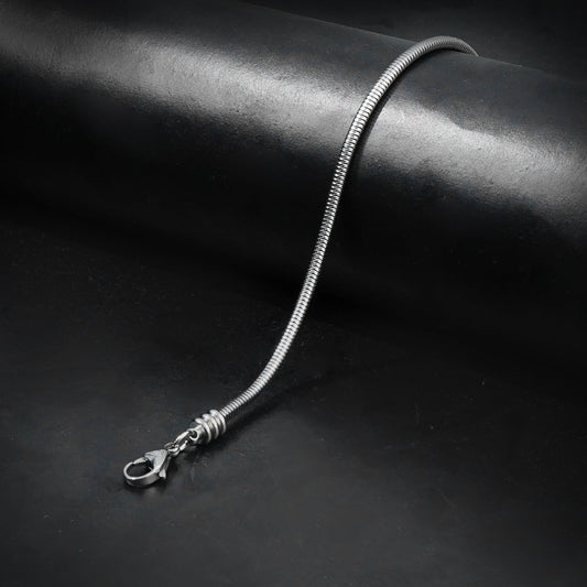 3mm Silver Round Snake Bracelet-316L
