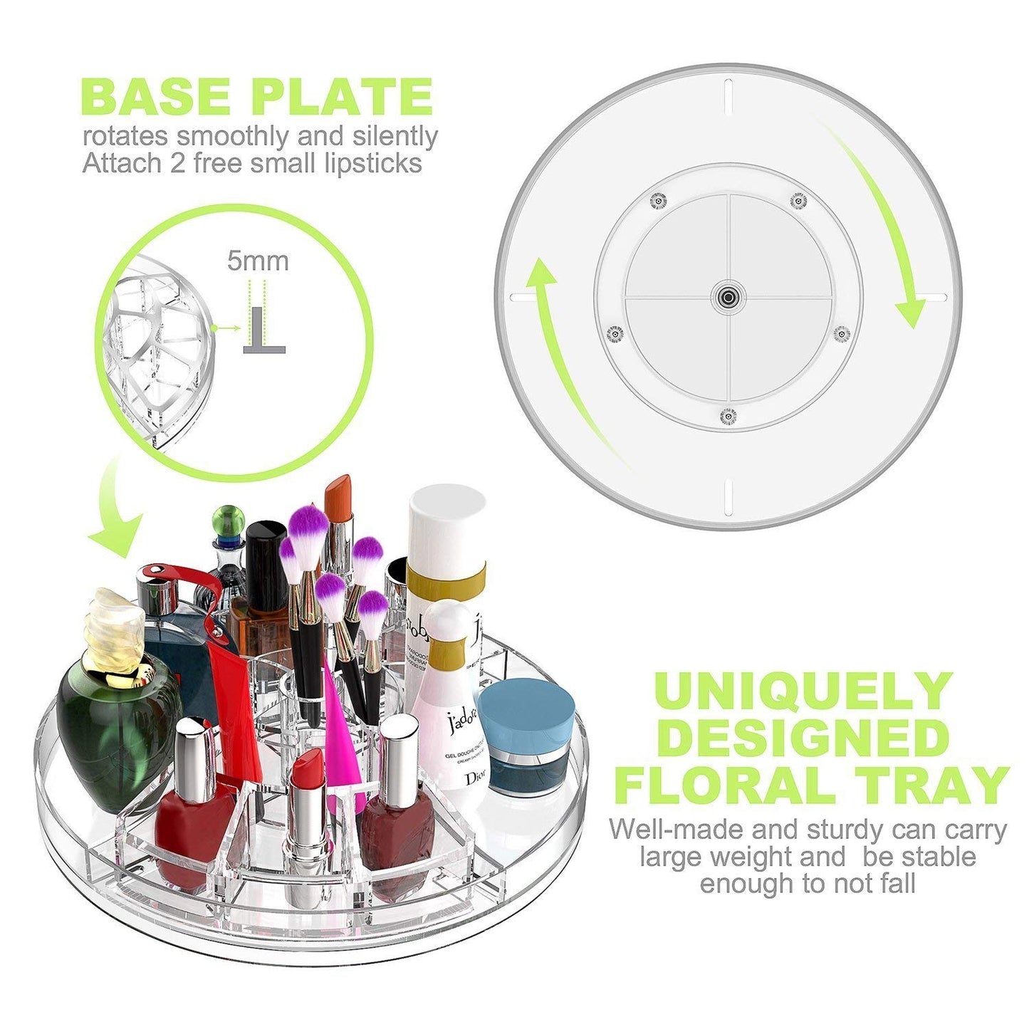360 Rotating Makeup Crystal Storage Stand Box Big size (Premium Quality)