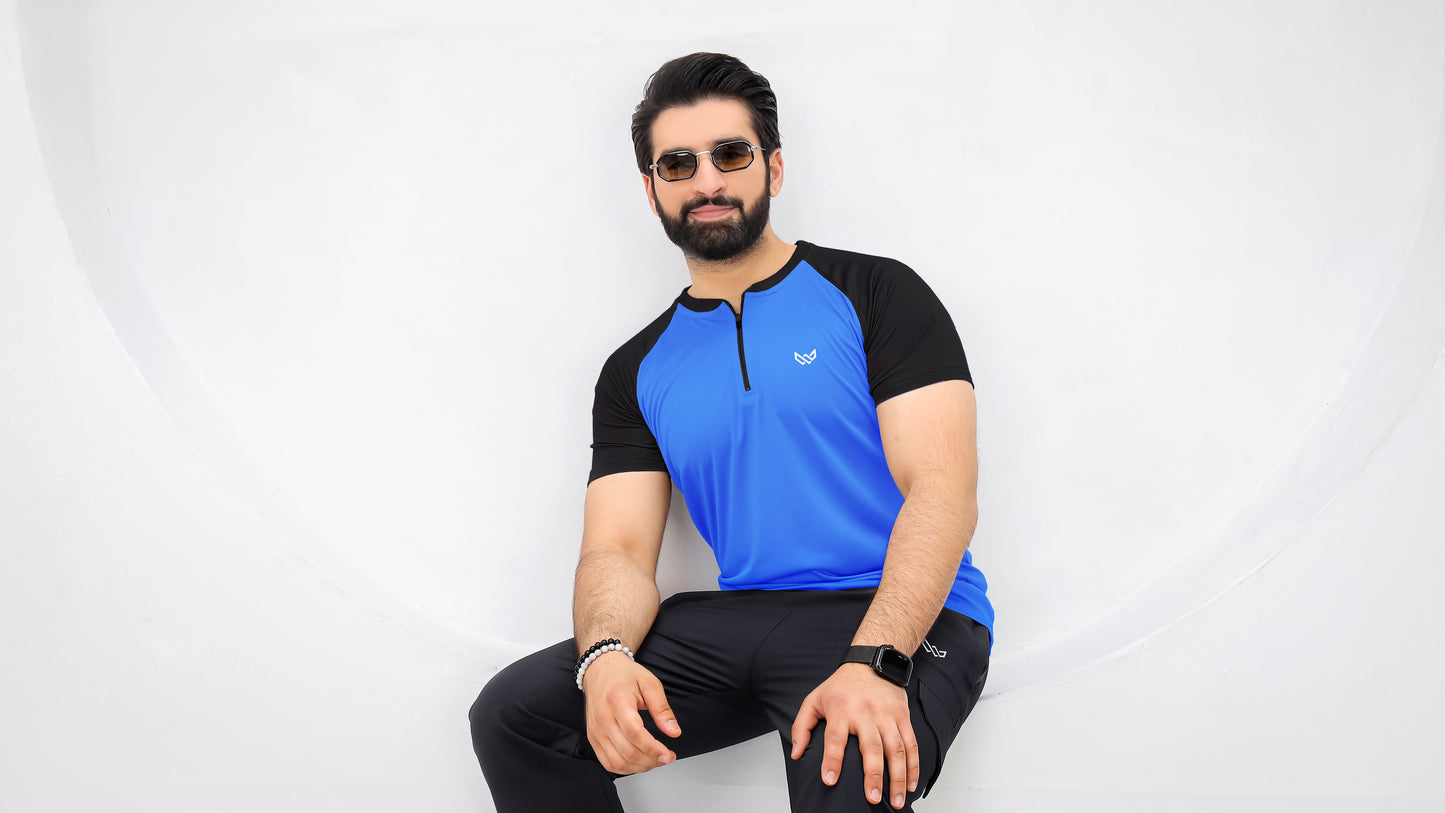 Velocity Zip Tee - Royal/Black