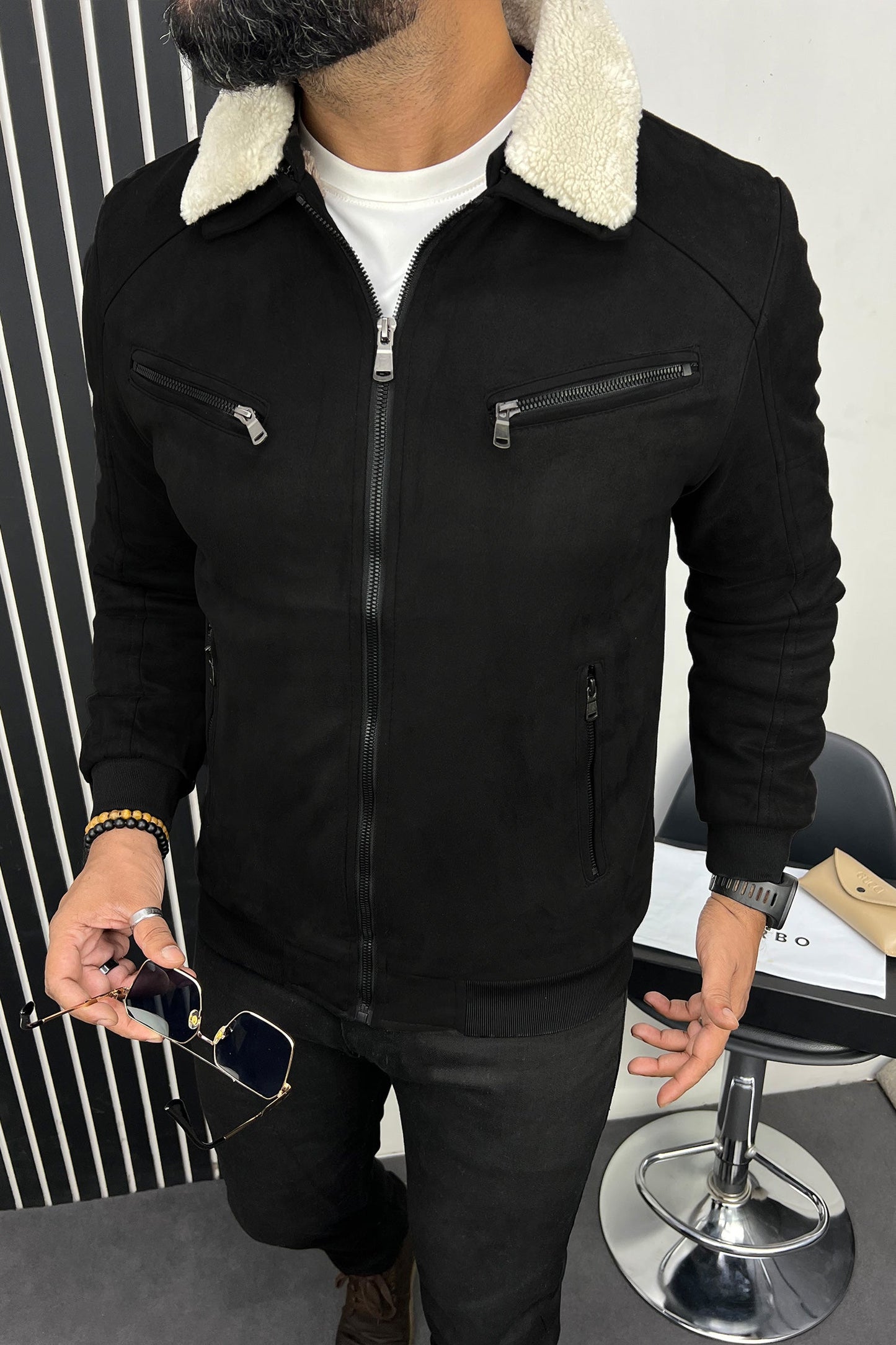Designed To Blow Your Mind Zipper Men's Suede Jacket