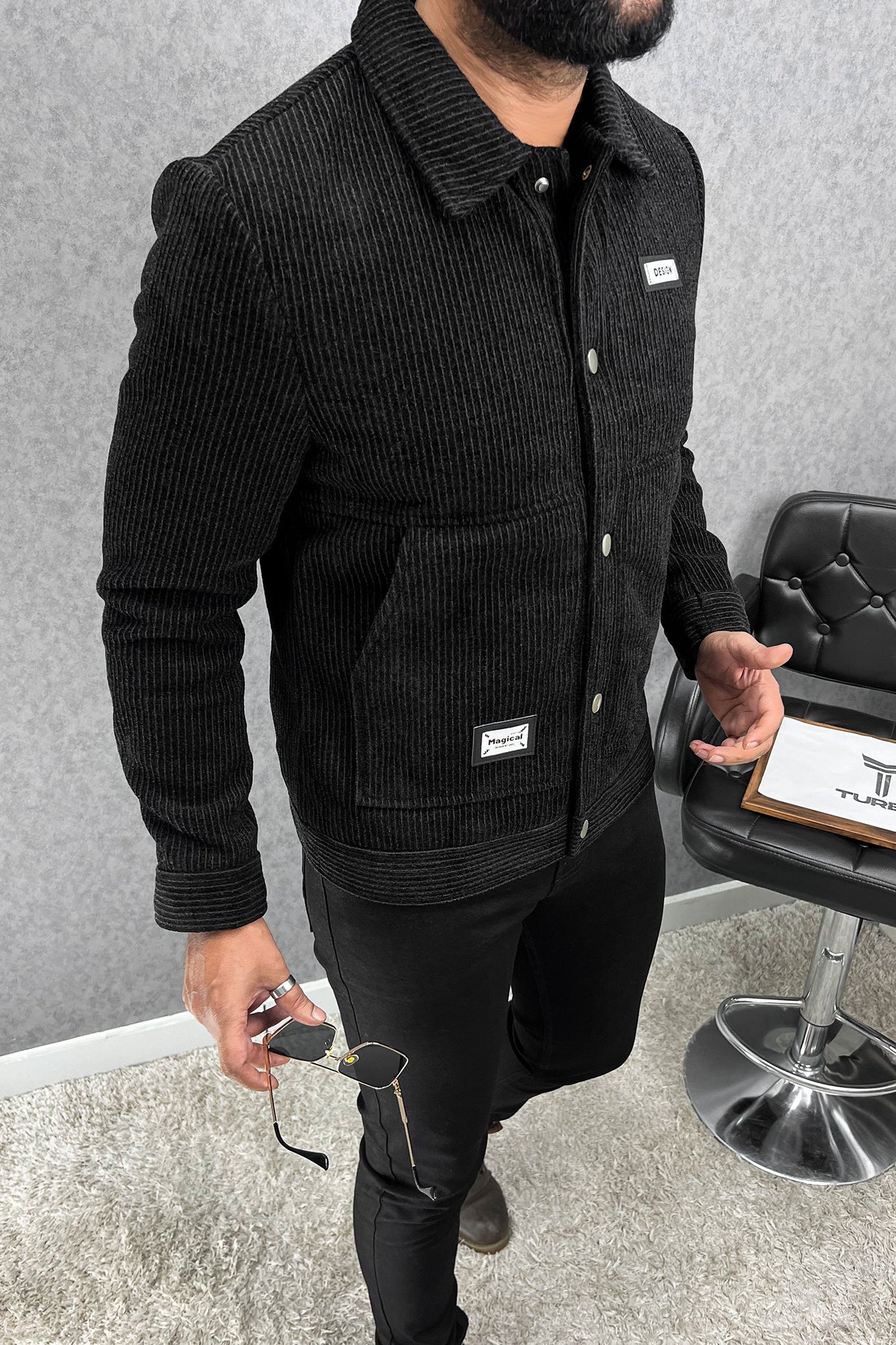 Lining Pattern Design Imported Men's Woolen Jacket