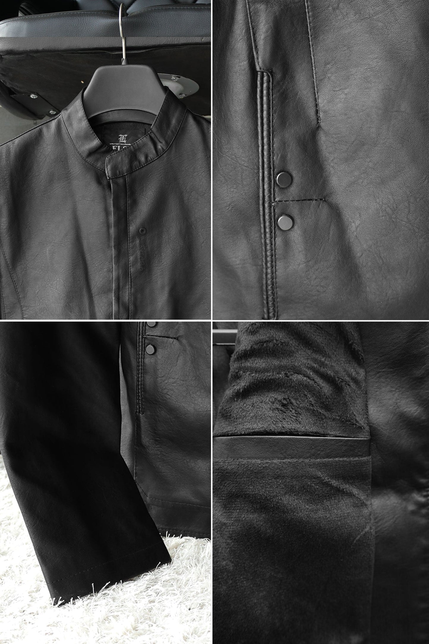 Fashionable Stand Collar Men's Imported Leather Jacket