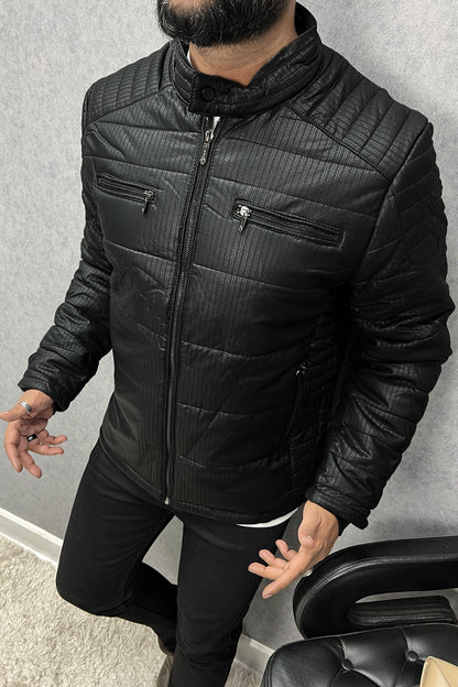 Self Design Zipper Pockets Men's Imported Suede Leather Jacket