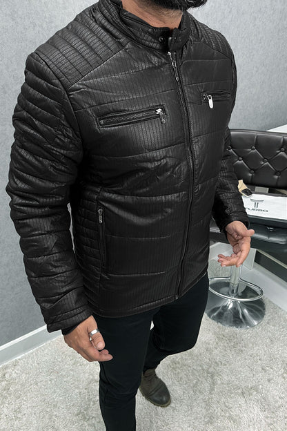 Self Design Zipper Pockets Men's Imported Suede Leather Jacket