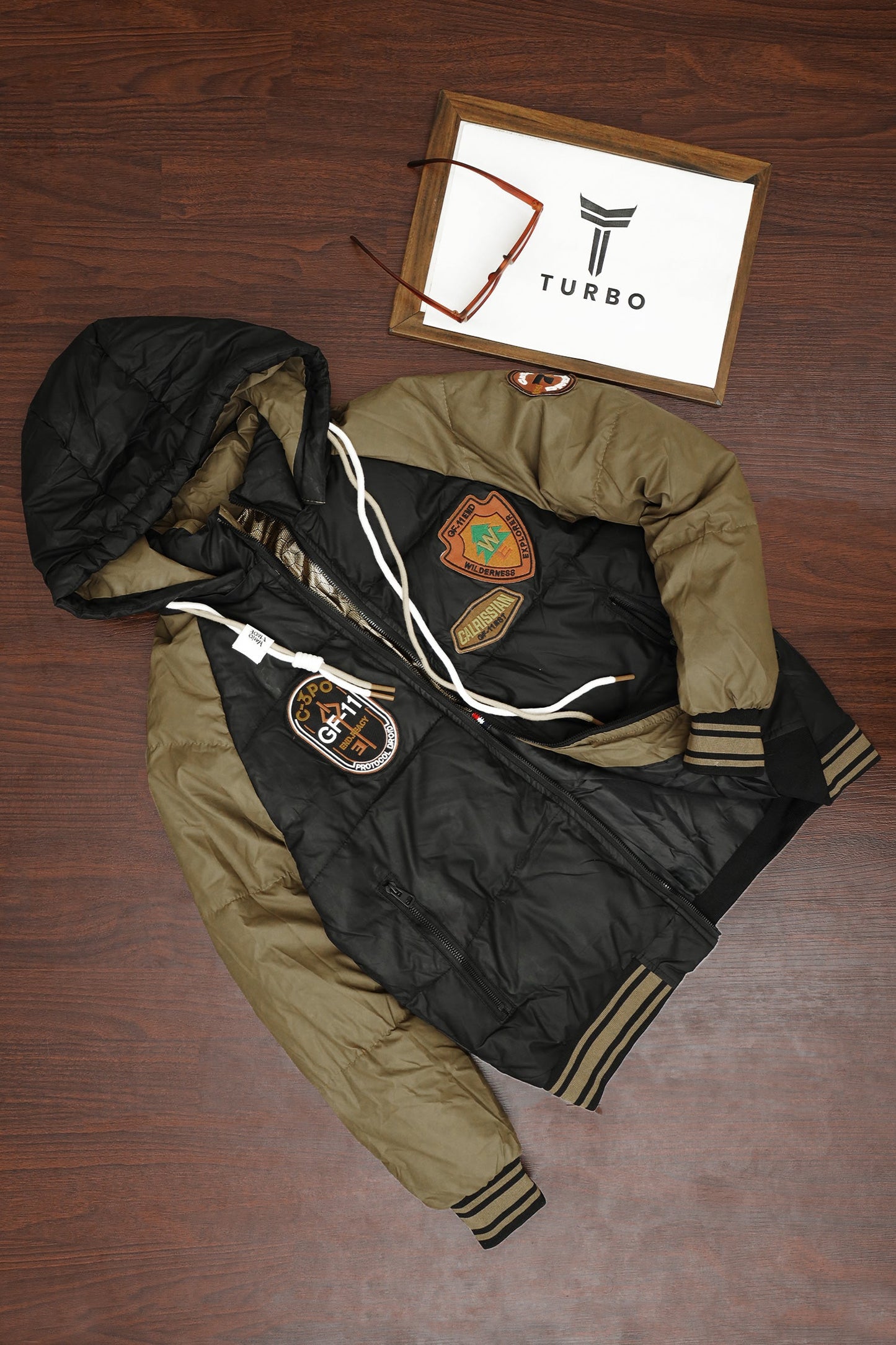 Geographical Power-Loop Tag Looks Imported Puffer Jacket