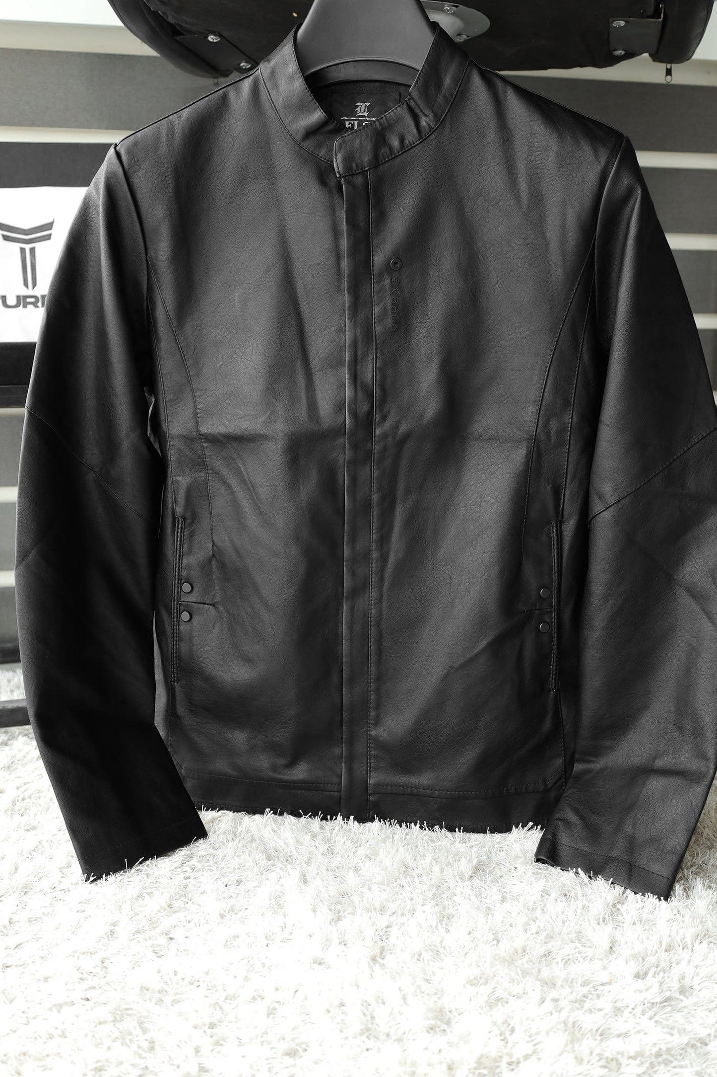 Fashionable Stand Collar Men's Imported Leather Jacket