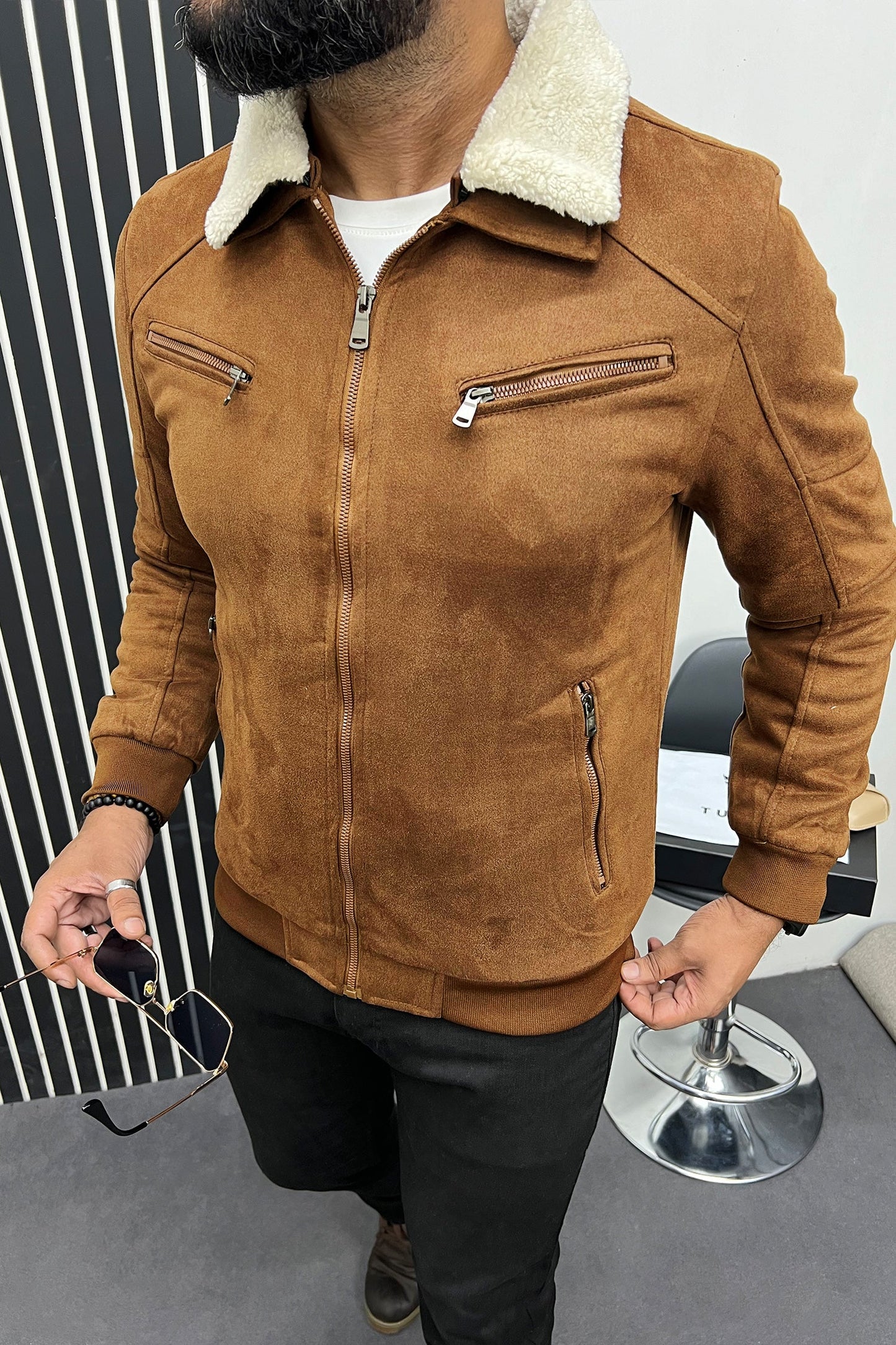 Designed To Blow Your Mind Zipper Men's Suede Jacket