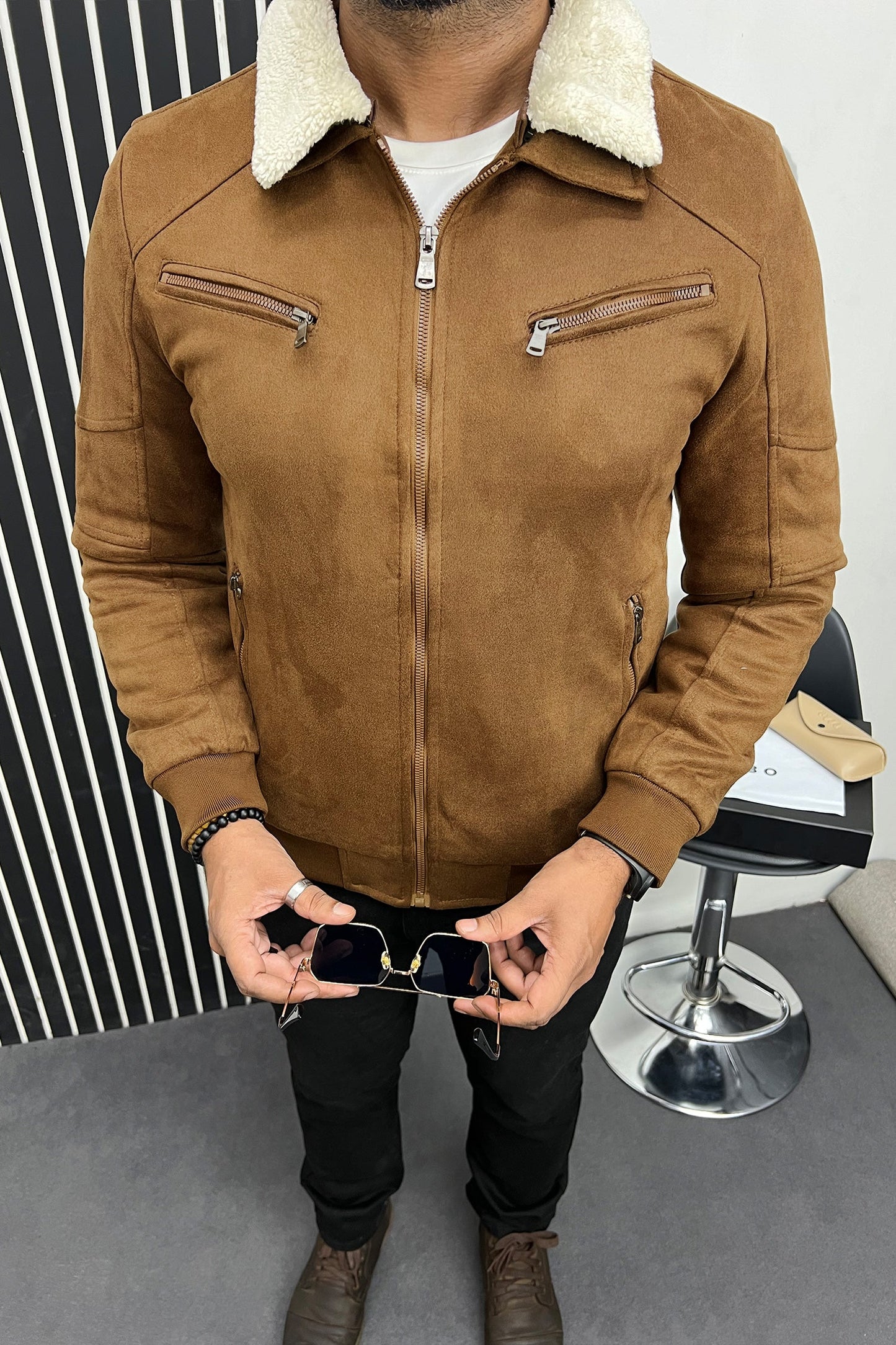 Designed To Blow Your Mind Zipper Men's Suede Jacket