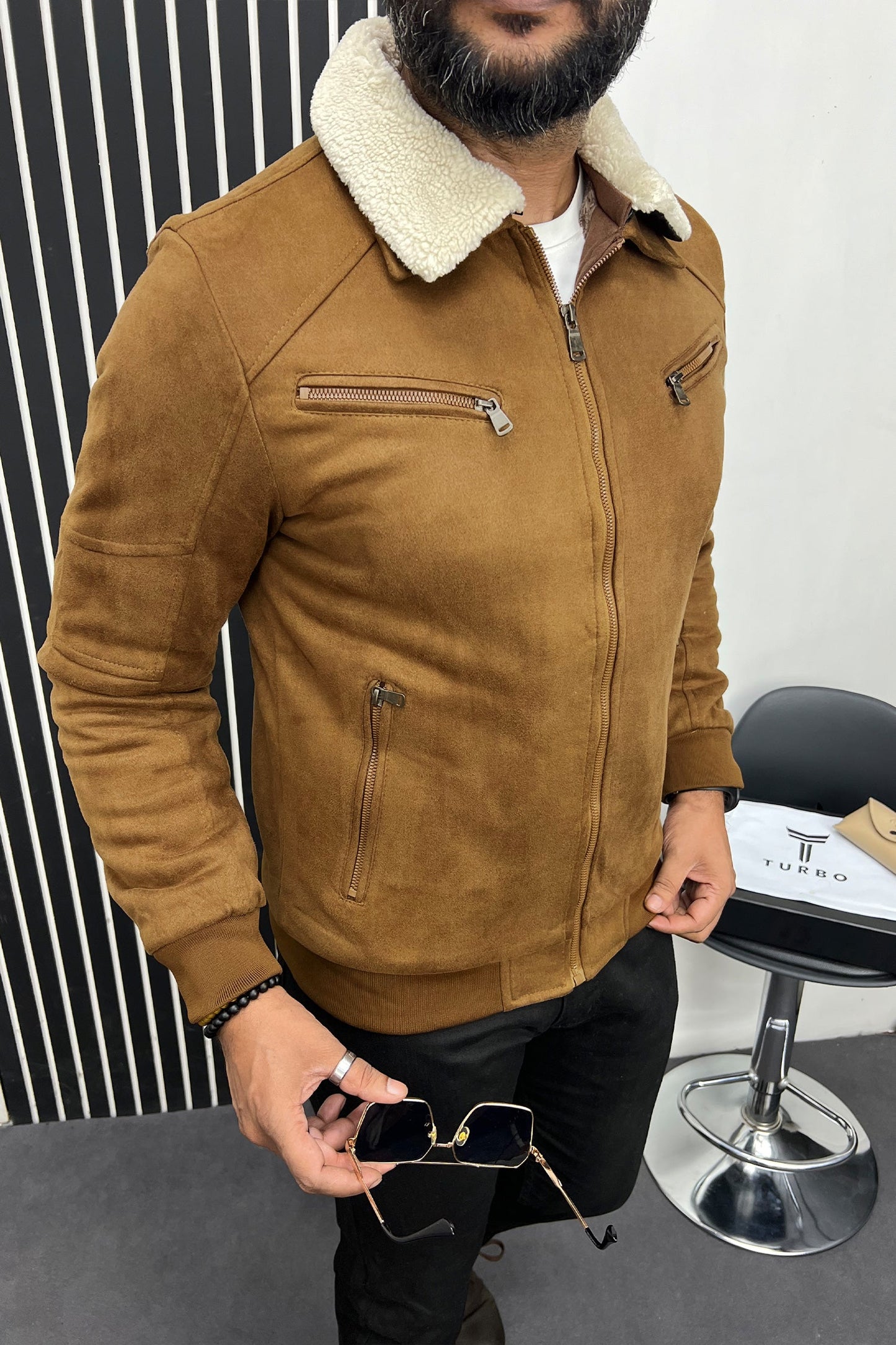 Designed To Blow Your Mind Zipper Men's Suede Jacket