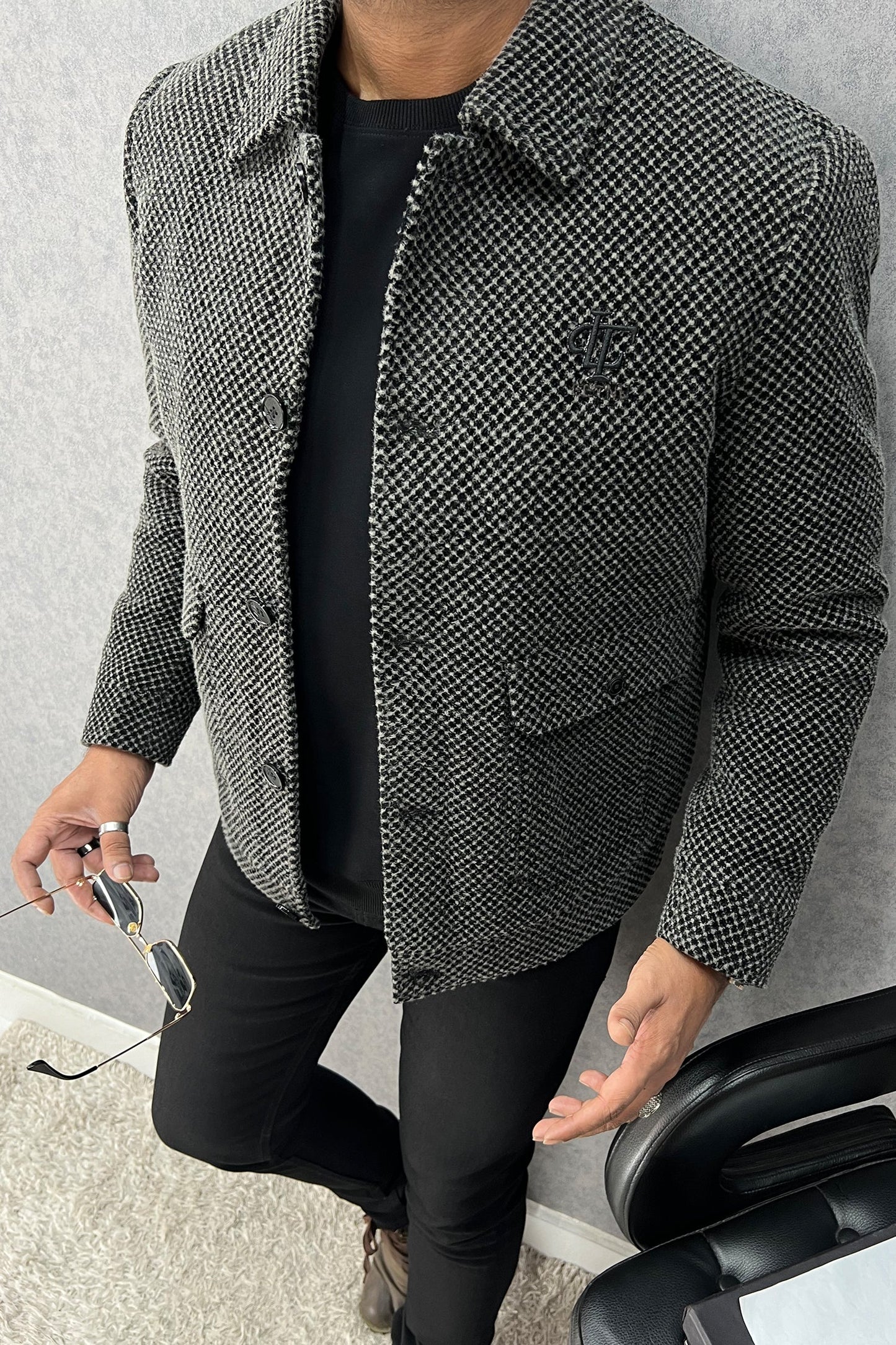 Geometric Pattern Imported Men's Woolen Jacket