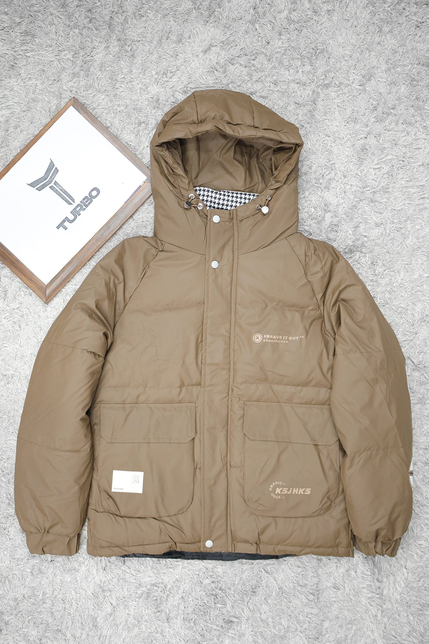 Brave it Out Cheerful Hooded Imported Puffer Jacket
