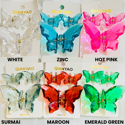 3pcs Crystal Butterfly Claw Clips