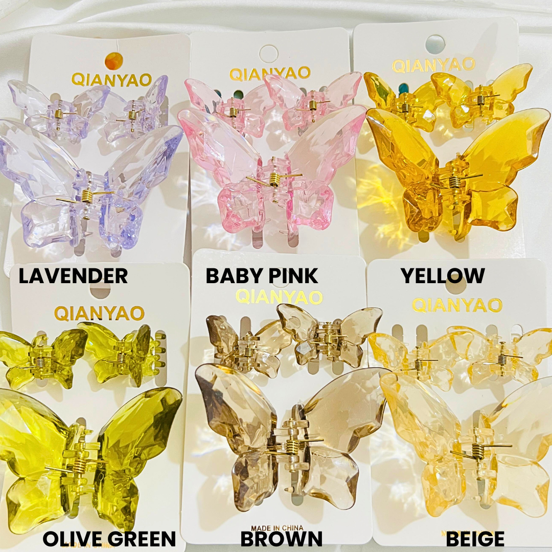 3pcs Crystal Butterfly Claw Clips