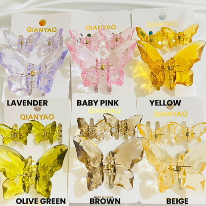 3pcs Crystal Butterfly Claw Clips