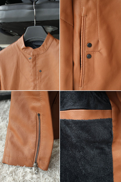 Fashionable Stand Collar Men's Imported Leather Jacket