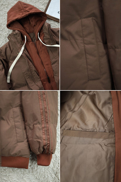 Panel Stripes Dual Zip Hooded Over-Sized Imported Puffer Jacket
